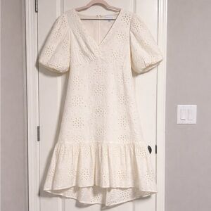 Gibson Latimer Cream High Low Eyelet Dress